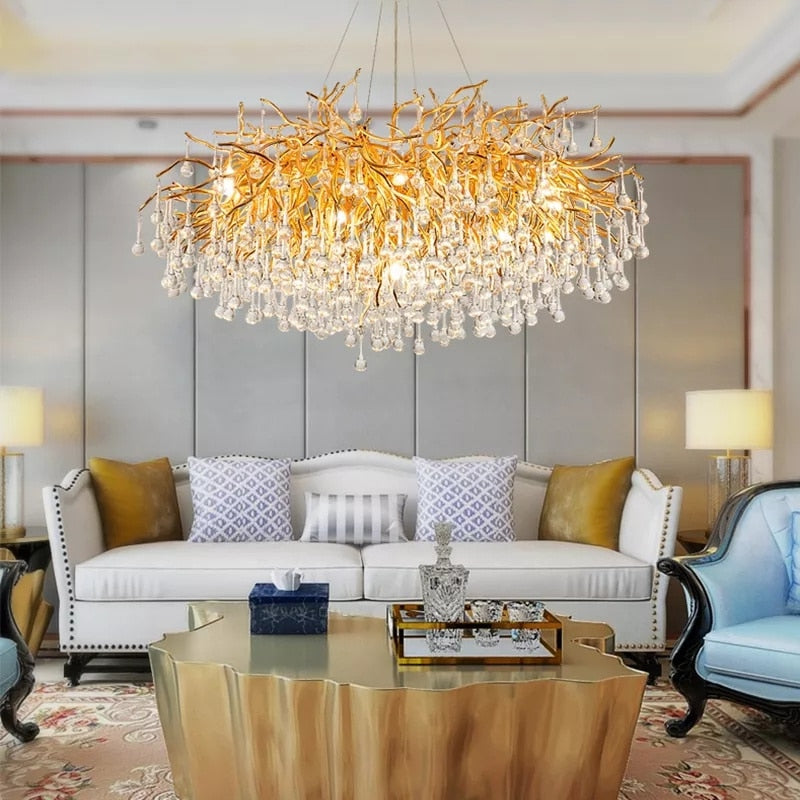 Luminelle Gold Branch Crystal LED Chandelier | OpalDwell - OpalDwell