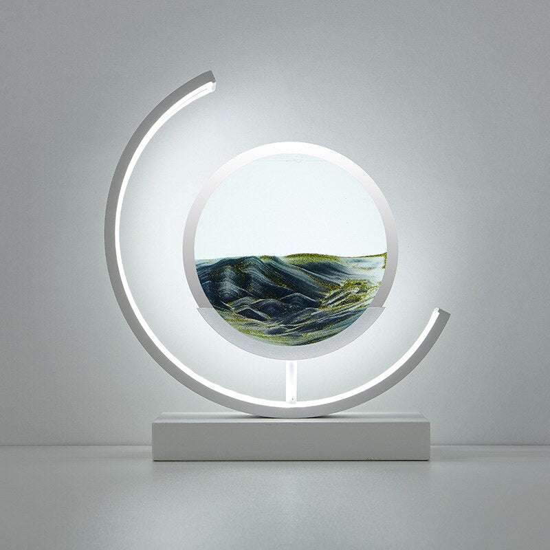 LumenVale Sandscape Table Lamp With Moving Sand Patterns For Relaxation Spaces - OpalDwell
