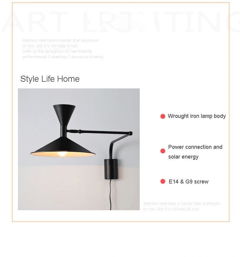 NovaSwing Wall Lamp Plug In Swing Arm for Bedroom Decor - OpalDwell