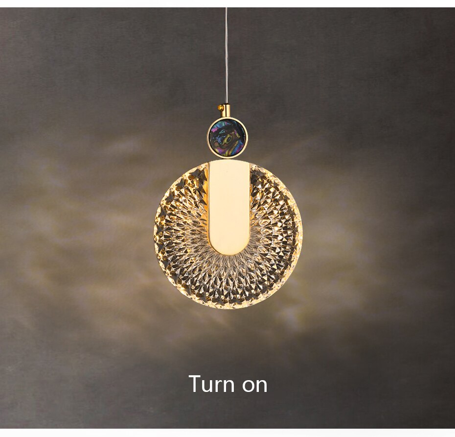 Aurelia Gold LED Crystal Round Pendant Hanging Light - OpalDwell