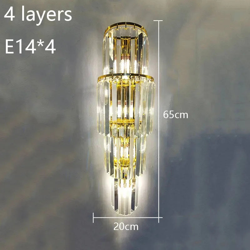 Lunara Crystal Pillar Wall Lamp With Elegant Glow Accent - OpalDwell