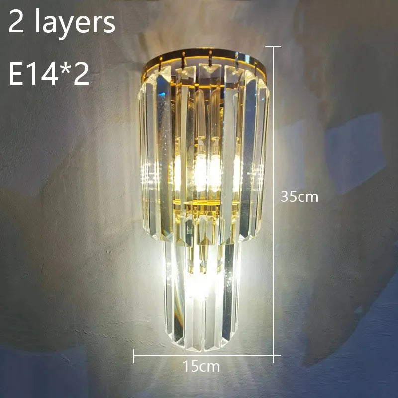 Lunara Crystal Pillar Wall Lamp With Elegant Glow Accent - OpalDwell