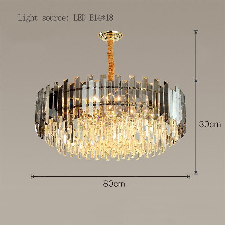 Liora Round LED Lamp With Golden Crystal - OpalDwell