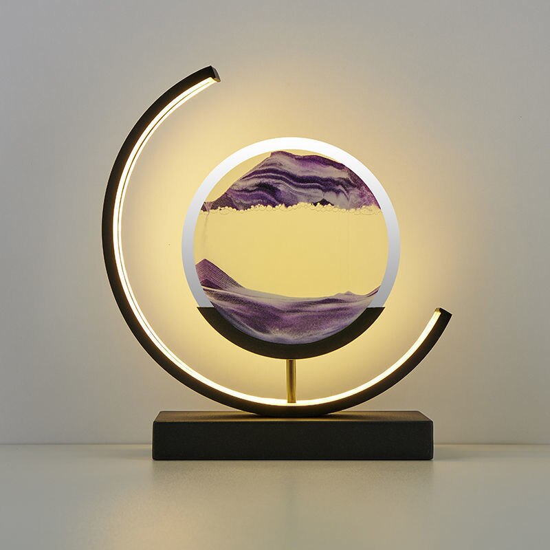 LumenVale Sandscape Table Lamp With Moving Sand Patterns For Relaxation Spaces - OpalDwell