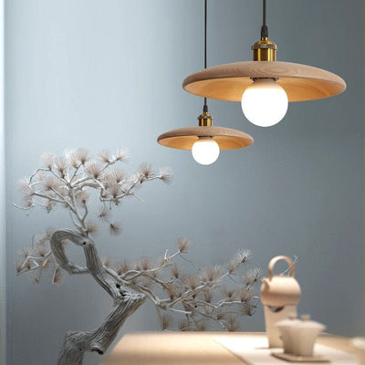 FjordLumen Nordic Oak Wood Pendant Light With Warm Glow For Dining Room - OpalDwell