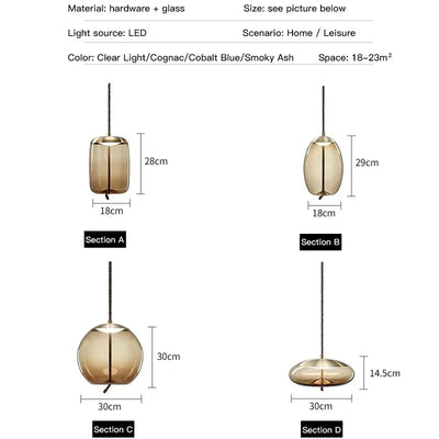 Aurum Glass Design Pendant Light Modern Suspension - OpalDwell