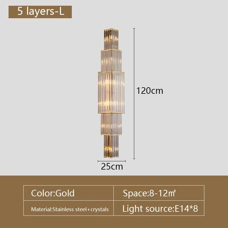 Lunara Crystal Pillar Wall Lamp With Elegant Glow Accent - OpalDwell