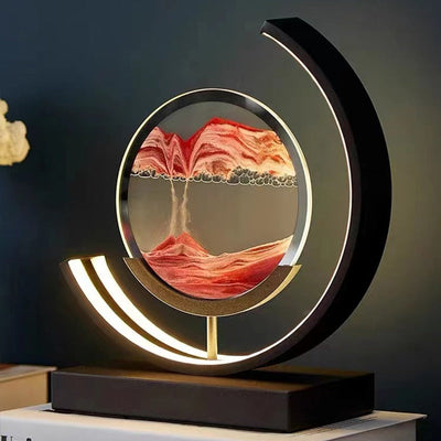 LumenVale Sandscape Table Lamp With Moving Sand Patterns For Relaxation Spaces - OpalDwell