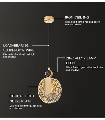 Aurelia Gold LED Crystal Round Pendant Hanging Light - OpalDwell