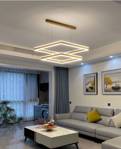 AstraLuxe Modern Square LED Chandelier for Living Room - OpalDwell
