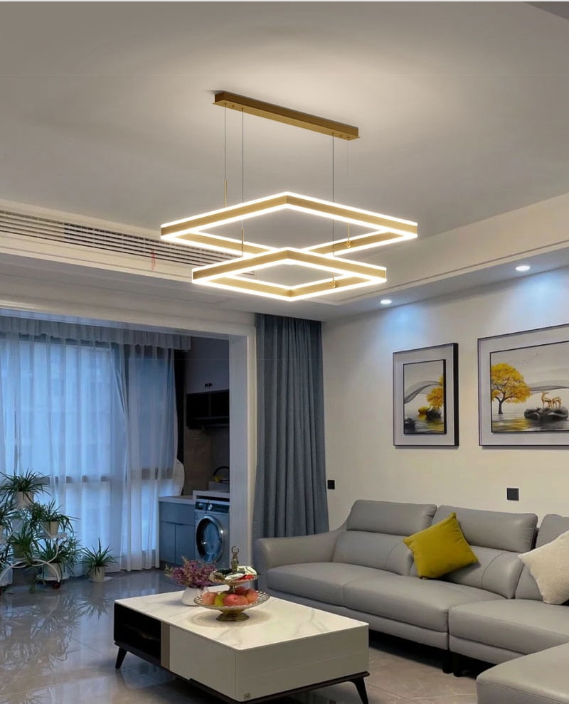 AstraLuxe Modern Square LED Chandelier for Living Room - OpalDwell