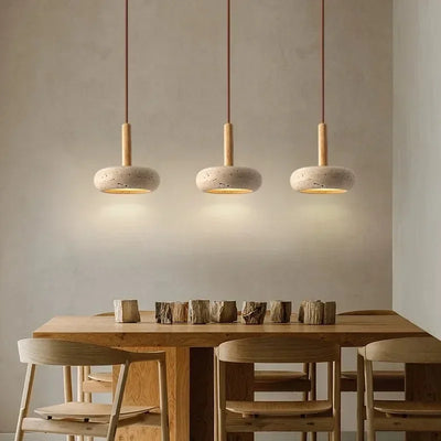 LumaStone Travertine Mini Pendant Light LED for Living Rooms - OpalDwell