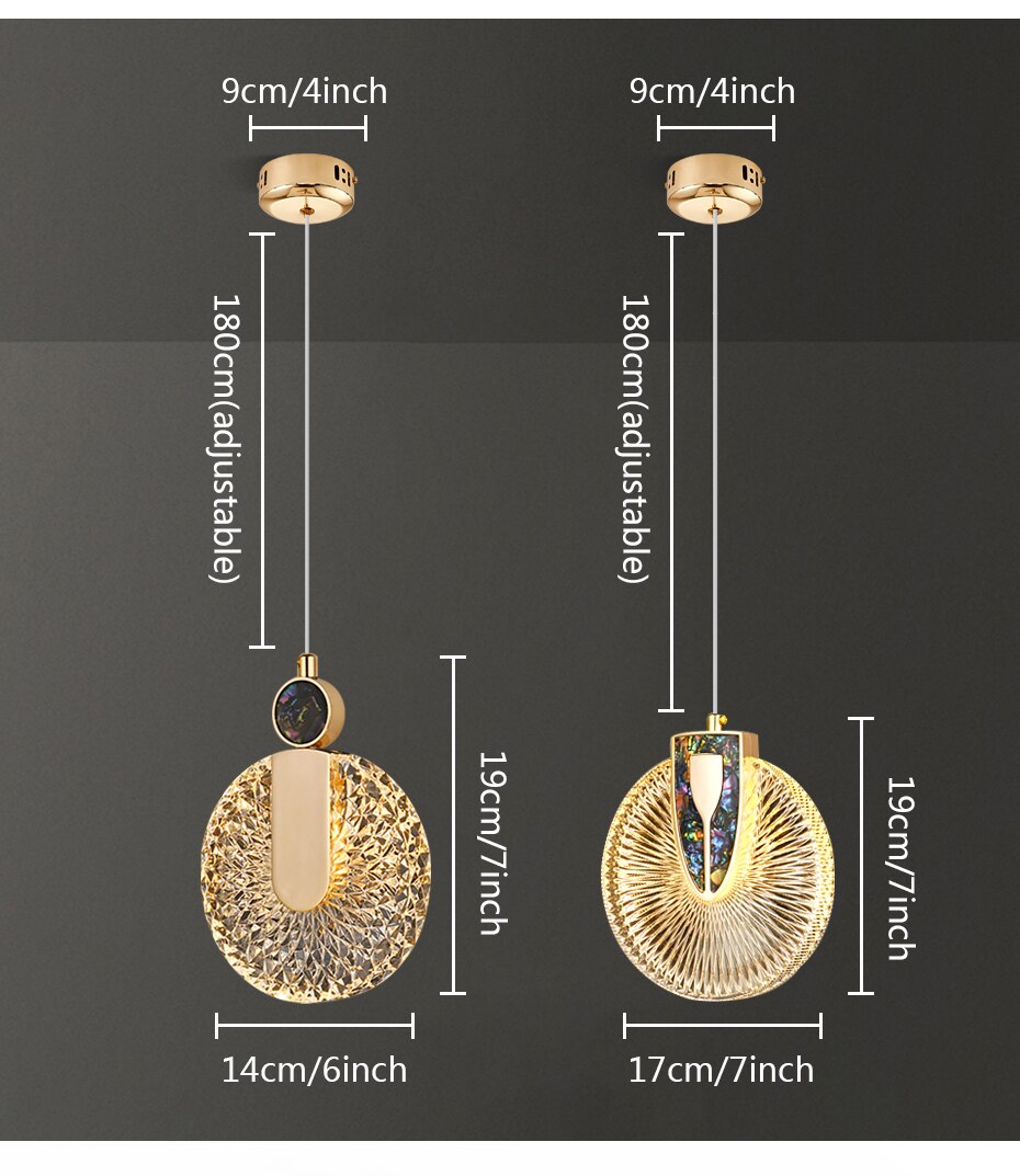Aurelia Gold LED Crystal Round Pendant Hanging Light - OpalDwell
