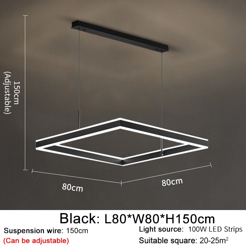 AstraLuxe Modern Square LED Chandelier for Living Room - OpalDwell