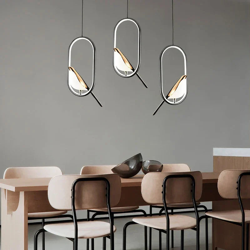 LyraNova Black LED Pendant Light Indoor Ceiling Chandelier - OpalDwell