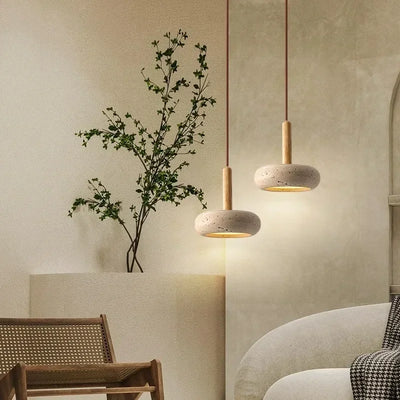 LumaStone Travertine Mini Pendant Light LED for Living Rooms - OpalDwell