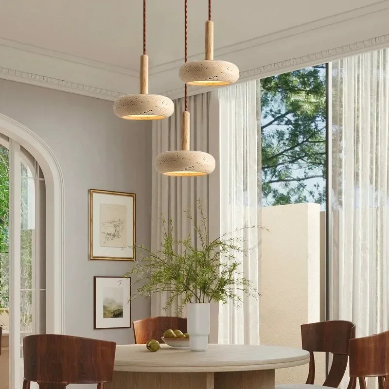 LumaStone Travertine Mini Pendant Light LED for Living Rooms - OpalDwell