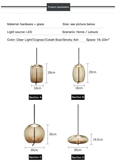 Aurum Glass Design Pendant Light Modern Suspension - OpalDwell