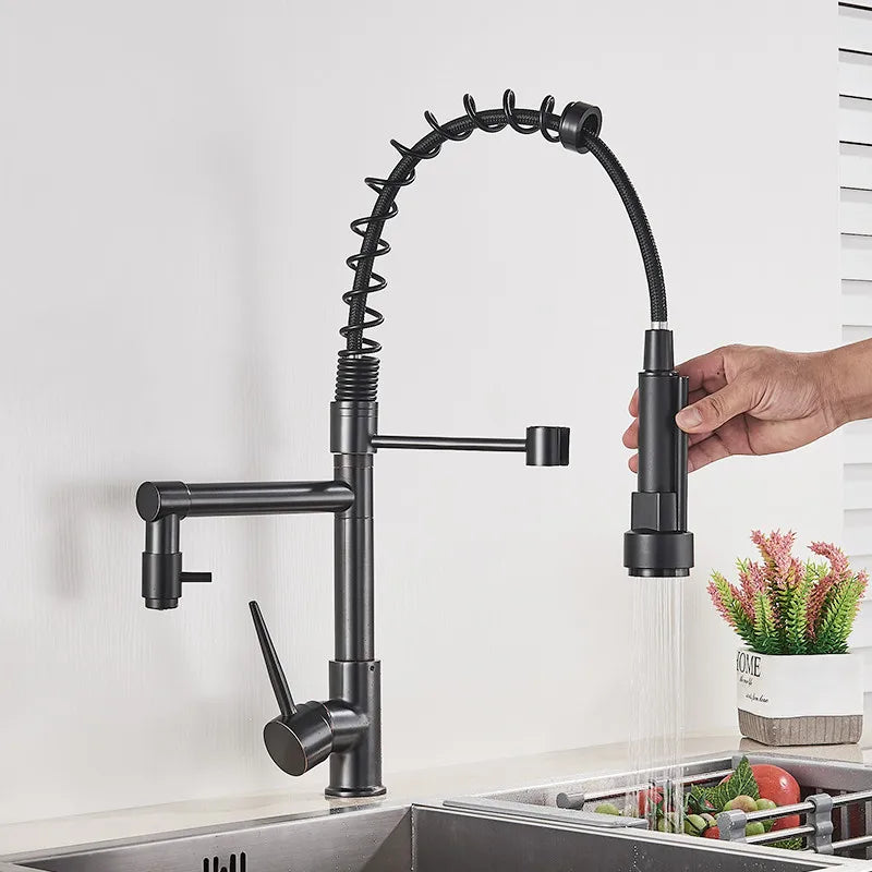 NovaFlow Dual-Spout Pull-Out Kitchen Faucet Two-Tone Finish OpalDwell