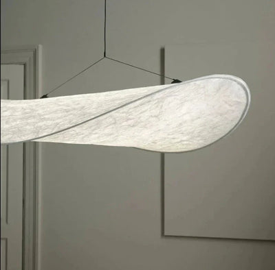 Lyra LED Pendant Light With Chip Pattern And Knit Tyvek Shade - OpalDwell