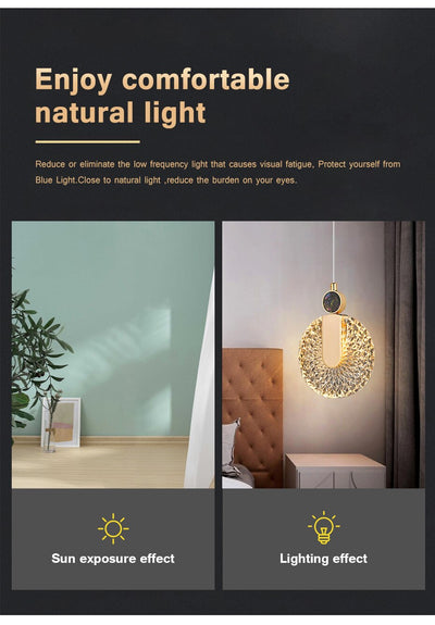 Aurelia Gold LED Crystal Round Pendant Hanging Light - OpalDwell