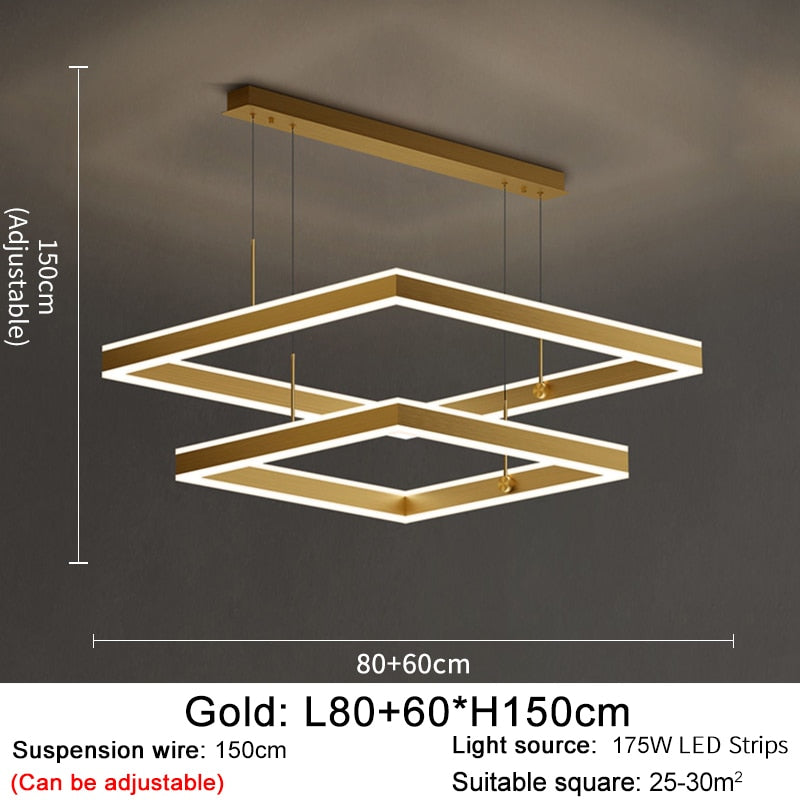 AstraLuxe Modern Square LED Chandelier for Living Room - OpalDwell