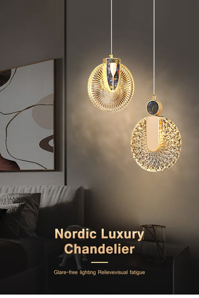 Aurelia Gold LED Crystal Round Pendant Hanging Light - OpalDwell