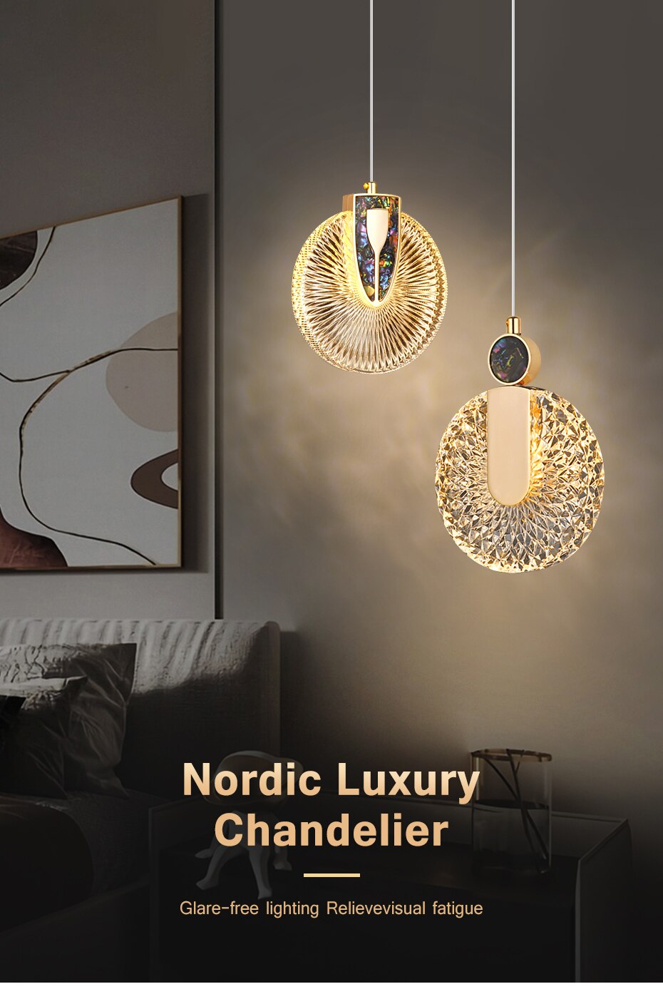 Aurelia Gold LED Crystal Round Pendant Hanging Light - OpalDwell