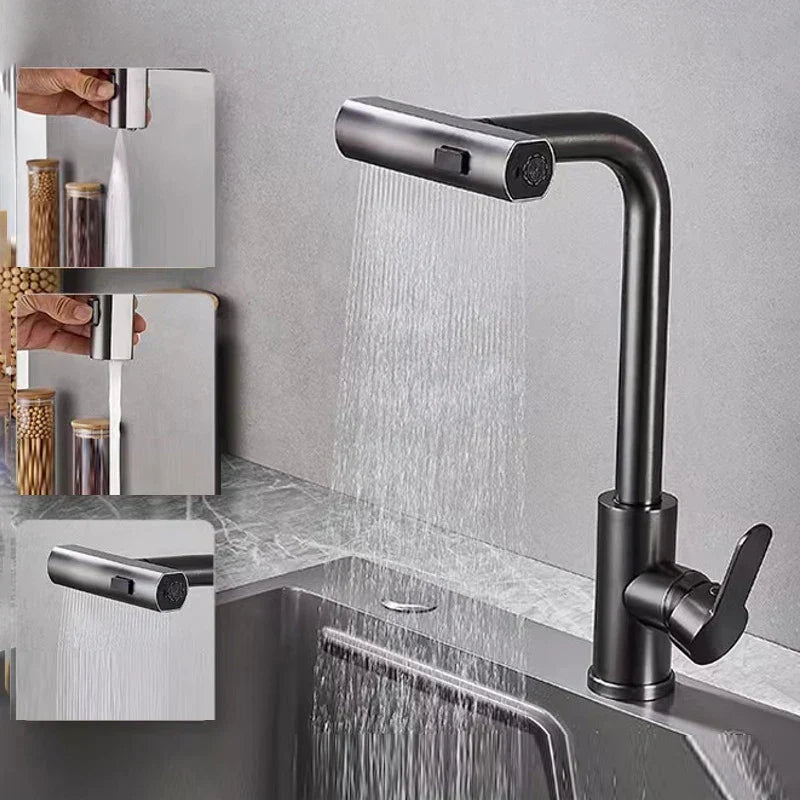AeroCascade Swivel Kitchen Faucet With Waterfall Flow OpalDwell