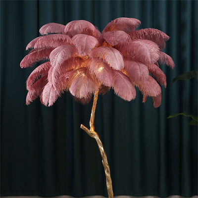 AstraLoom Ostrich Feather LED Floor Lamp with Adjustable Height and Soft Glow OpalDwell