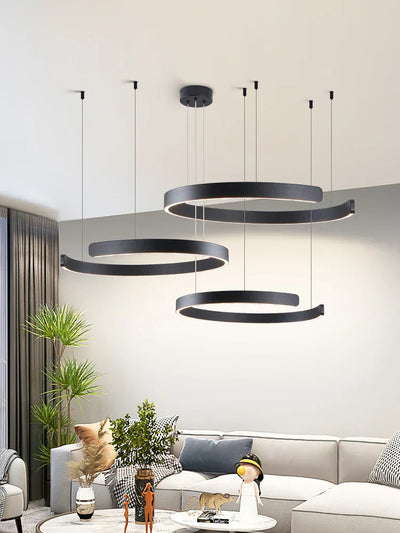 LyraHalo Round LED Chandelier for Living Room Soft Ambient Glow - OpalDwell