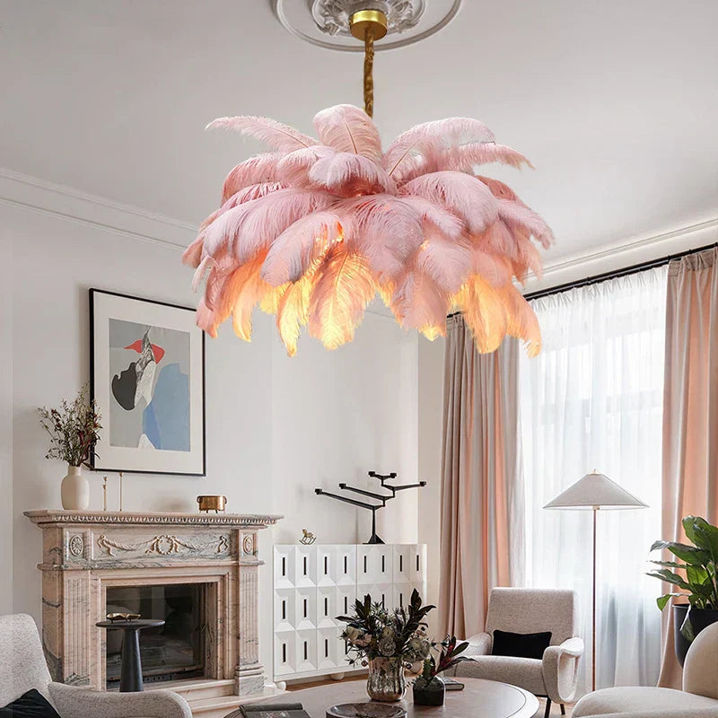 AstraFeather Pendant Chandelier Handcrafted Modern Light OpalDwell