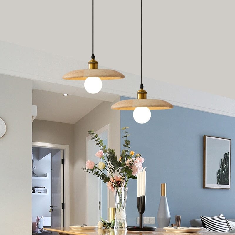 FjordLumen Nordic Oak Wood Pendant Light With Warm Glow For Dining Room - OpalDwell