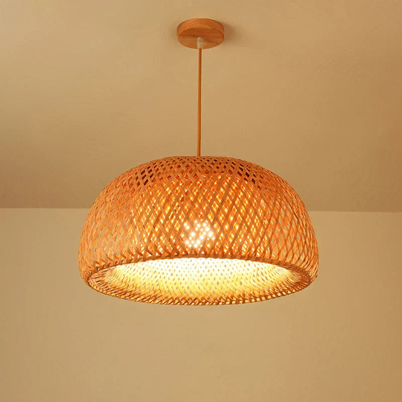 KiraBamboo Knit Pendant Light Chinese-Inspired Handcrafted - OpalDwell