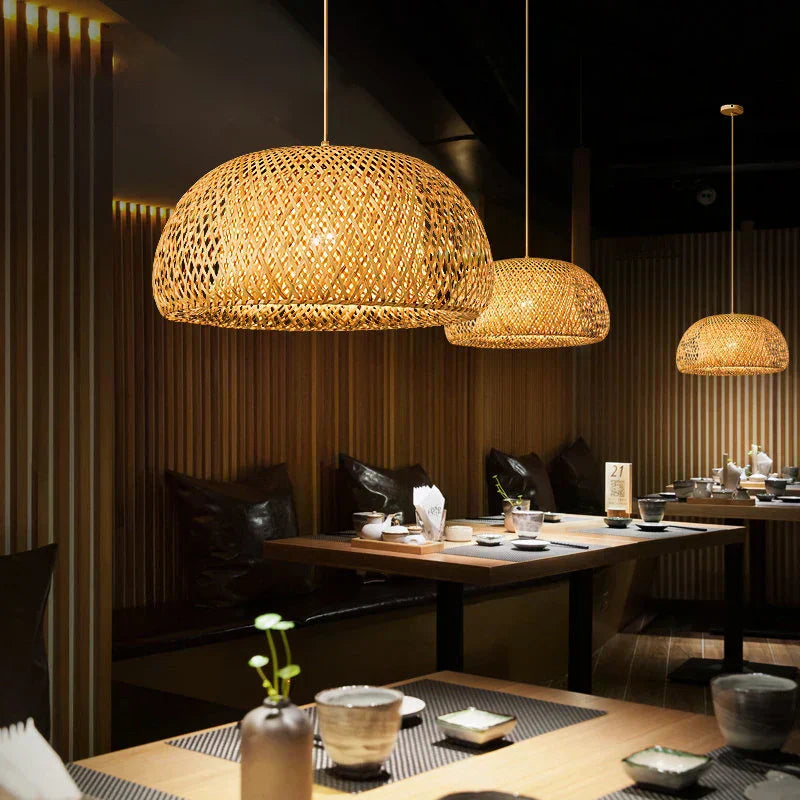 KiraBamboo Knit Pendant Light Chinese-Inspired Handcrafted - OpalDwell