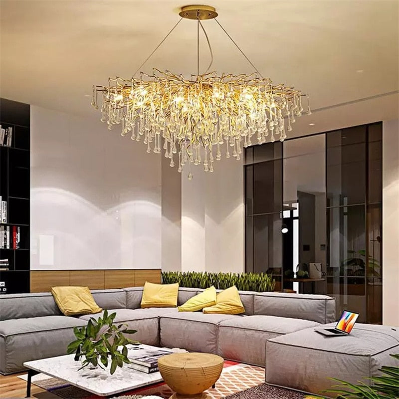 Luminelle Gold Branch Crystal LED Chandelier | OpalDwell - OpalDwell