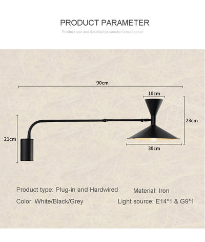 NovaSwing Wall Lamp Plug In Swing Arm for Bedroom Decor - OpalDwell