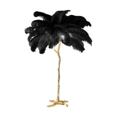 Aurelle Ostrich Feather Floor Lamp in Brass Copper Finish OpalDwell