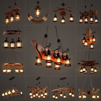 Vintage Industrial Wood LED Ceiling Light | OpalDwell OpalDwell