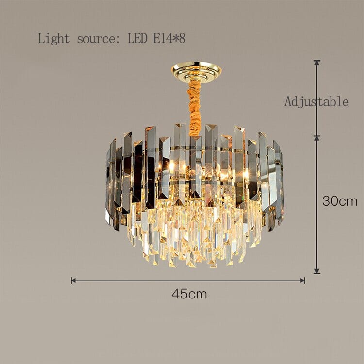 Liora Round LED Lamp With Golden Crystal - OpalDwell