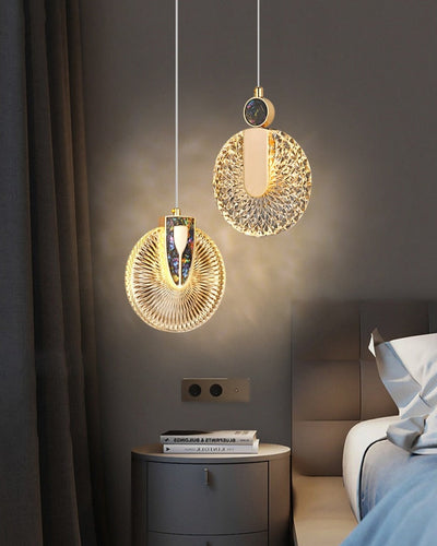 Aurelia Gold LED Crystal Round Pendant Hanging Light - OpalDwell
