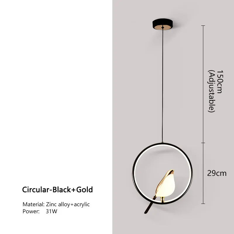 LyraNova Black LED Pendant Light Indoor Ceiling Chandelier - OpalDwell