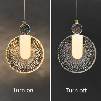Aurelia Gold LED Crystal Round Pendant Hanging Light - OpalDwell