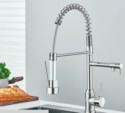 NovaPulse Kitchen Mixer Tap 360° Swivel Brushed Nickel - OpalDwell