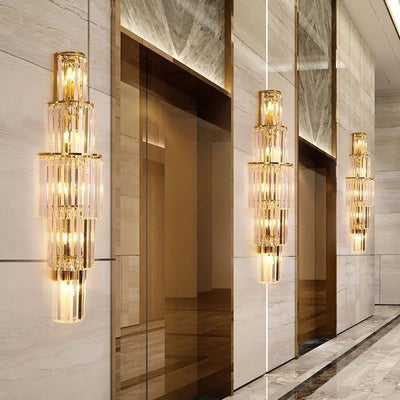 Lunara Crystal Pillar Wall Lamp With Elegant Glow Accent - OpalDwell