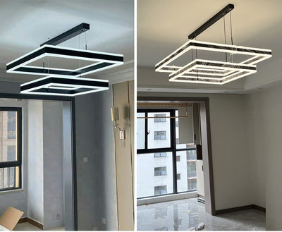 AstraLuxe Modern Square LED Chandelier for Living Room - OpalDwell