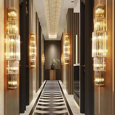 Lunara Crystal Pillar Wall Lamp With Elegant Glow Accent - OpalDwell