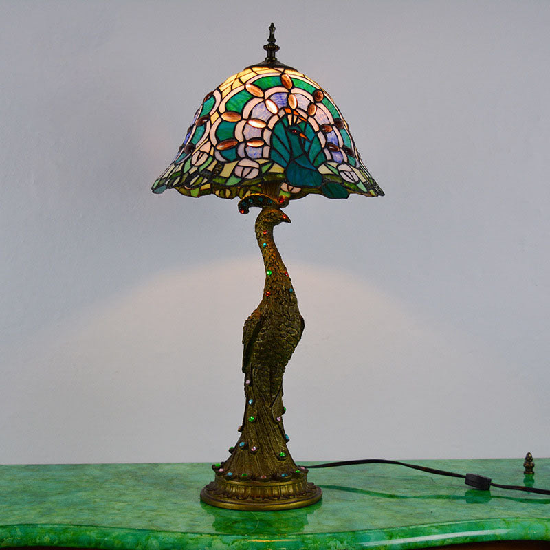 Aurena Tiffany-Style Table Lamp With Colorful Dome Shade - OpalDwell
