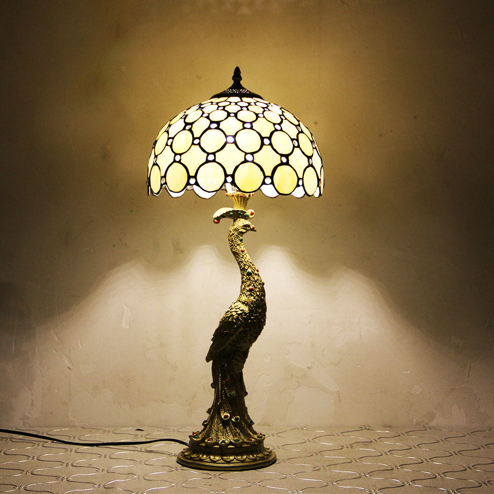 Aurena Tiffany-Style Table Lamp With Colorful Dome Shade - OpalDwell