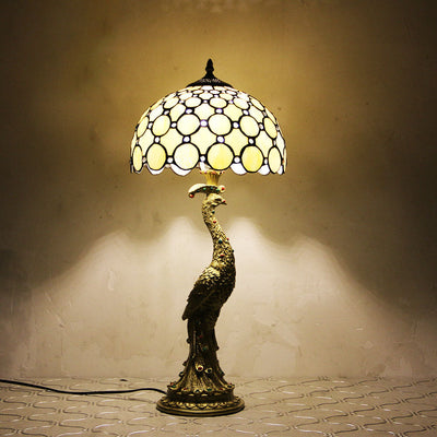 Aurena Tiffany-Style Table Lamp With Colorful Dome Shade - OpalDwell